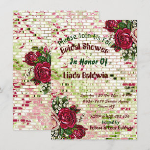 Invitation Chic Fête des mariées Bourgogne Rouge Rose Rustiqu