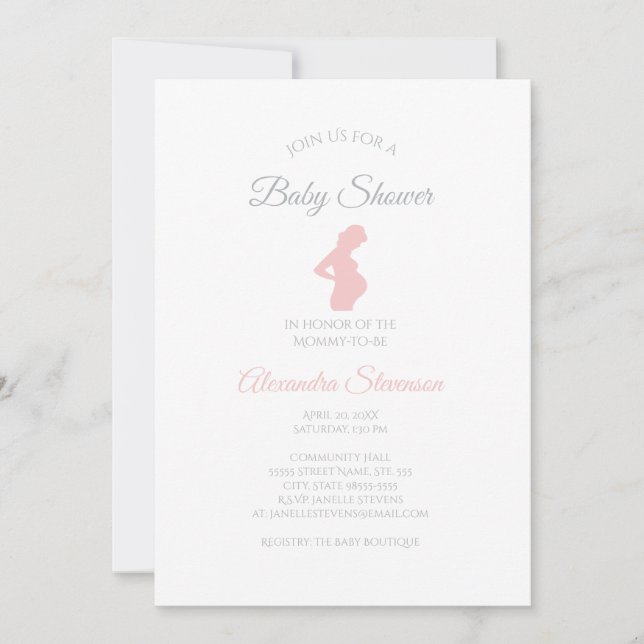 Invitation Chic fille Baby shower femme enceinte bébé bosse (Devant)