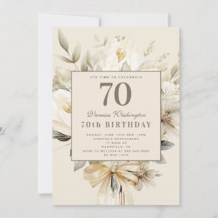 Invitation chic Fleurie Crème Vanille pour 70e ann