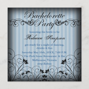 Invitation Chic Fleurie Noir et Bleu pour Enterrem