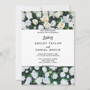 Invitation Chic fleurs botaniques blanc roses Mariage floral