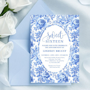 Invitation Chic Fleurs de Roses Bleues pour Sweet
