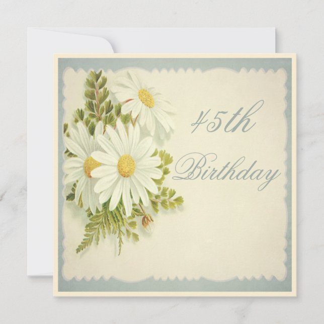 Invitation Chic Fleurs Vintage 45e Anniversaire (Devant)