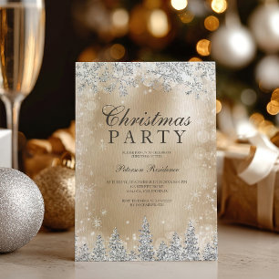 Invitation Chic Flocon de neige en or argent Noël fête de Noë