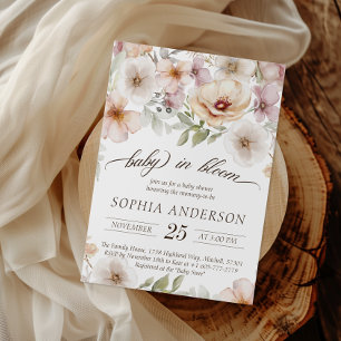Invitation Chic Floral Baby in Bloom Watercolor Baby shower