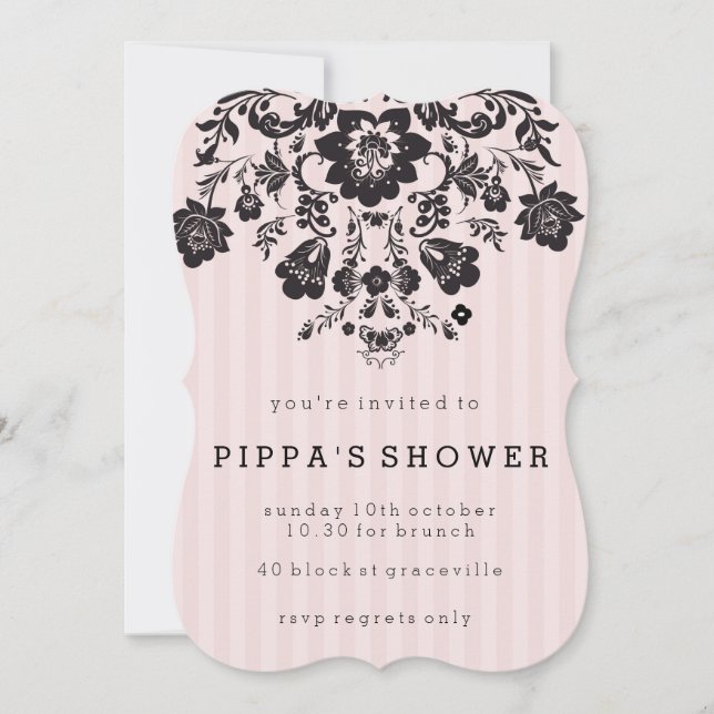 Invitation Chic Floral Douche Parisienne (Devant)