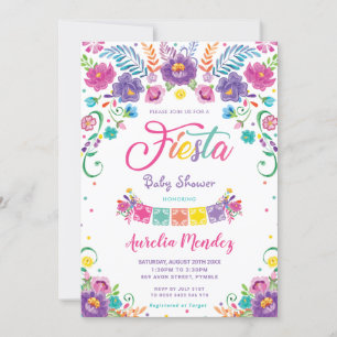 Invitation Chic Floral Flowers mexicains Baby shower Fiesta  