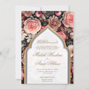 Invitation Chic Floral & Mosque Mariage musulman islamique