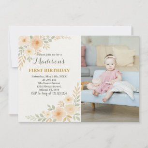 Invitation Chic Floral Premier anniversaire