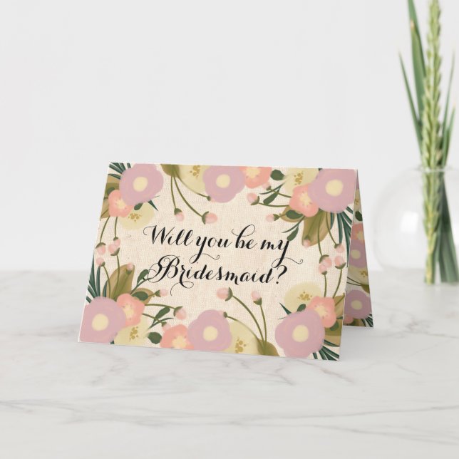 Invitation Chic Floral Rustique Serez-Vous Ma Serveuse D'Épou (Devant)