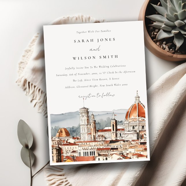 Invitation Chic Florence Cathédrale Italie Aquarelle Mariage (Créateur téléchargé)