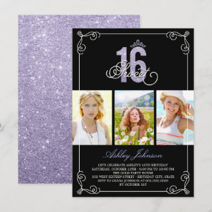 Invitation Chic Flourish Glam Douze Ans Fête d'anniversaire P