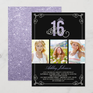 Invitation Chic Flourish Glam Douze Ans Fête d'anniversaire P
