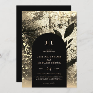 Invitation Chic Foil Faux Gold Botanical Abstract Wedding
