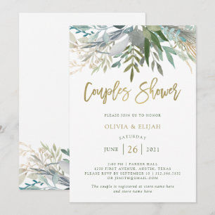 Invitation Chic Foliage Douche Couples