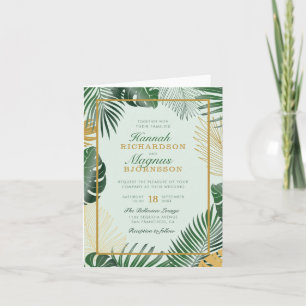 Invitation Chic Forest Green Tropical Feuille Moderne Mariage