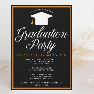 Invitation Chic Formal Black Gold Custom Graduation Party