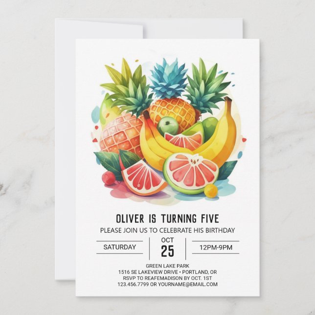 Invitation Chic Fruity Banana Anniversaire (Devant)
