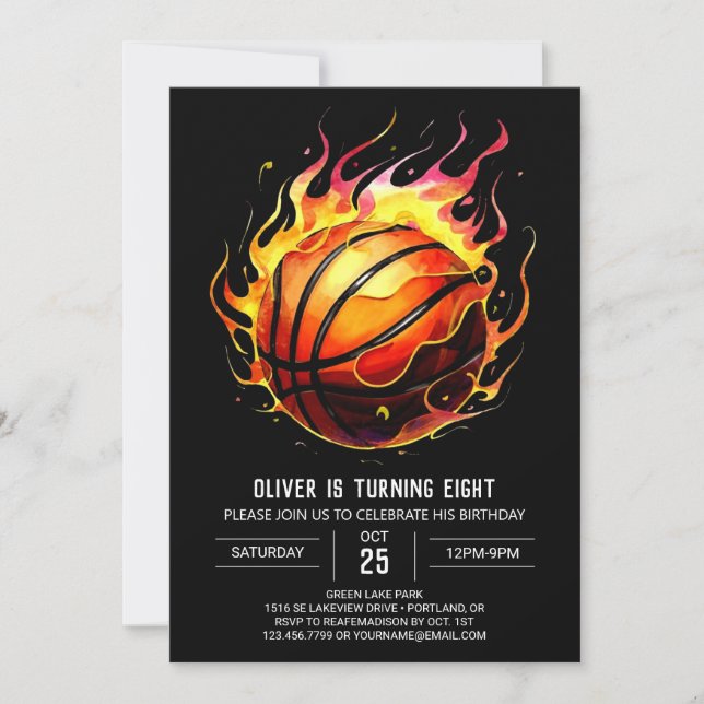 Invitation Chic Fun Bohemian Basketball Anniversaire (Devant)
