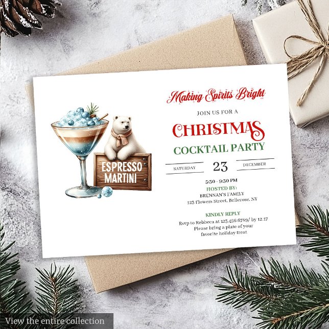 Invitation Chic fun festive Christmas cocktails party invite (Chic fun festive cocktails party invitation

)