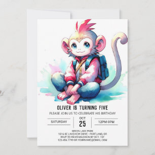 Invitation Chic Fun Monkey Anniversaire