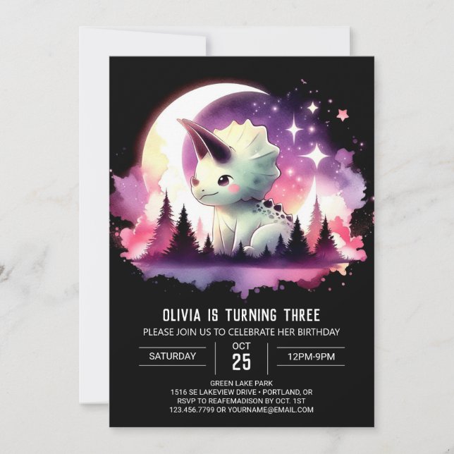 Invitation Chic Fun Triceratops Anniversaire (Devant)