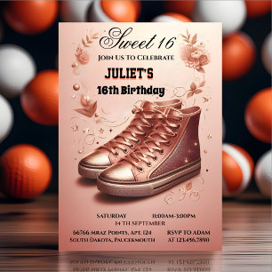 Invitation Chic Girl Sweet 16 Basket Ball 16e anniversaire