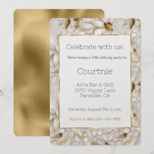 Invitation Chic Glam Blanc Lotus Fleurs