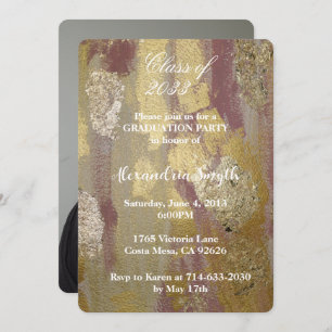 Invitation Chic Glam Gold Clay Pink Graduation Votre photo