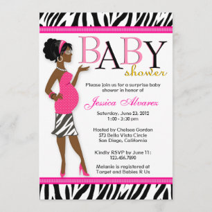 Invitation Chic Glam Modern Maman Pink Zebra Baby shower