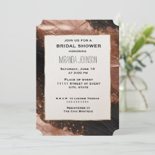 Invitation Chic Glam Rose Gold Black Fête des mariées Abstrai