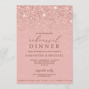 Invitation Chic glamor rose parties scintillant or dîner de r