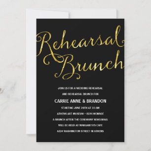 Invitation Chic Gold & Black Rehearsal Brunch
