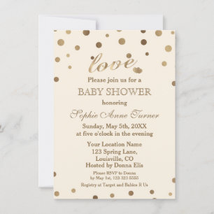 Invitation Chic Gold Confetti Love Baby shower Champagne