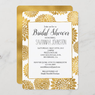 Invitation Chic Gold Flowers douche nuptiale