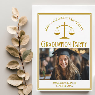 Invitation Chic Gold Law School Graduation Photo Party