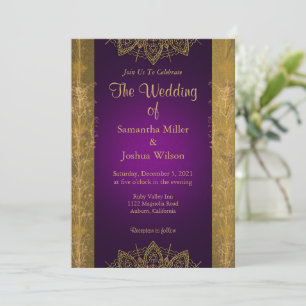 Invitation Chic Gold Mandala et Botanique