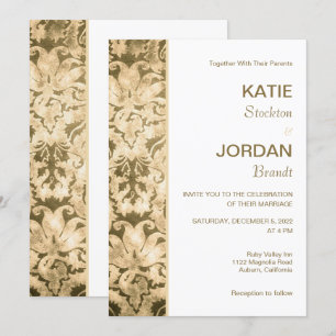Invitation Chic Gold Mariage damassé