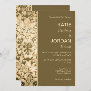Invitation Chic Gold Mariage damassé