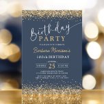 Invitation Chic Gold Parties scintillant Marine Bleu Annivers<br><div class="desc">Célébrez n'importe quel jalon avec cette Parties scintillant d'or bleu marine n'importe quel âge Invitation anniversaire. Avec une combinaison chic d’accents bleu marine et or parties scintillant, cette invitation est parfaite pour tous les âges, que ce soit les 18e, 21e, 30e, 40e, 50e, 60e, 70e, 80e, 90e ou même 100e....</div>