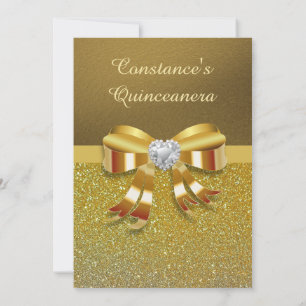 Invitation Chic Gold Parties scintillant Quinceanera Invitati