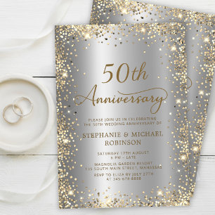 Invitation Chic Gold Parties scintillant Silver 50e anniversa
