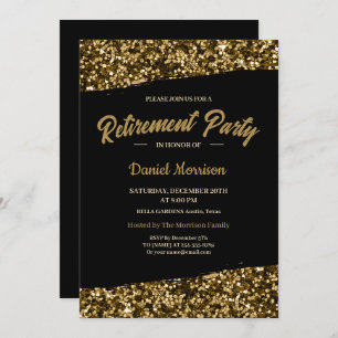 Invitation Chic Gold Parties scintillant Sparkles Retraite Pa