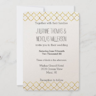 Invitation Chic Gold Quatrefoil Mariage