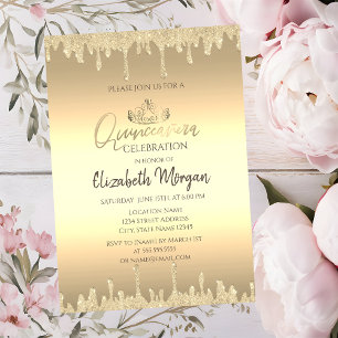 Invitation Chic Gold Tiara, Parties scintillant Drives Gold Q