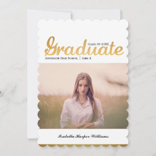 Invitation Chic Gold Trendy Graduation Classe photo de 20XX