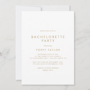 Invitation Chic Gold Typographie Bachelorette Party Invitatio
