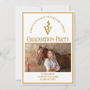 Invitation Chic Gold Vétérinaire École Photo Parti de Graduat