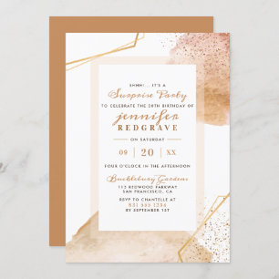Invitation Chic Golden Abstrait Dots Unique Surprise Party
