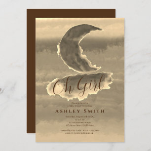 Invitation Chic Golden Crescent Baby Girl Douche